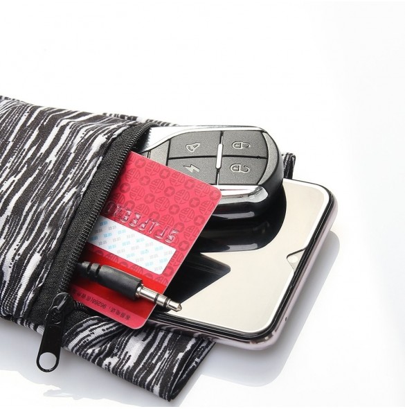 Armband i tyg för löpning av fitnessränder vit/svart