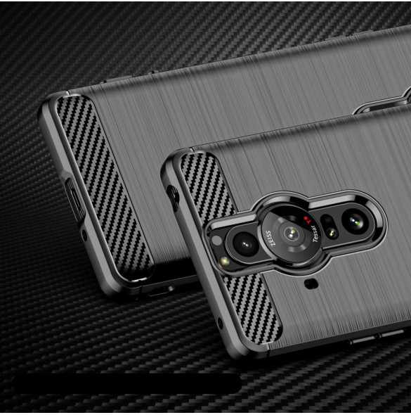 Carbon Case Flexibelt TPU-skal för Sony Xperia Pro-I svart