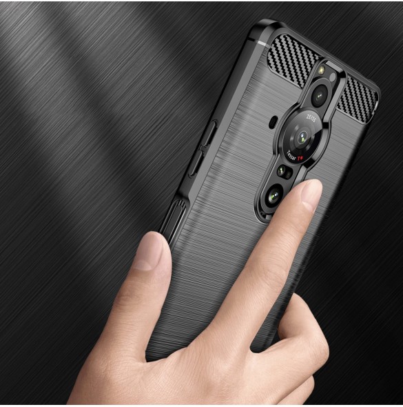 Carbon Case Flexibelt TPU-skal för Sony Xperia Pro-I svart