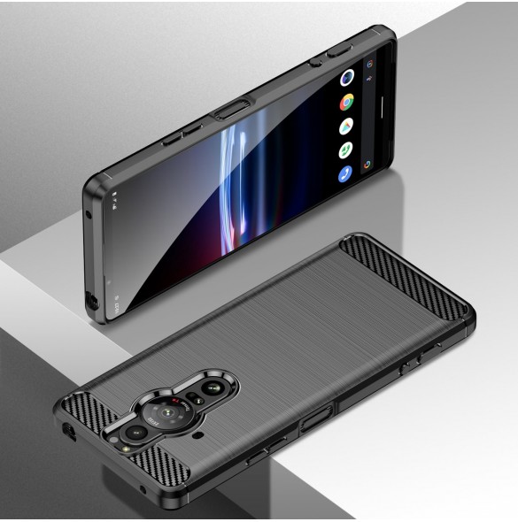 Carbon Case Flexibelt TPU-skal för Sony Xperia Pro-I svart