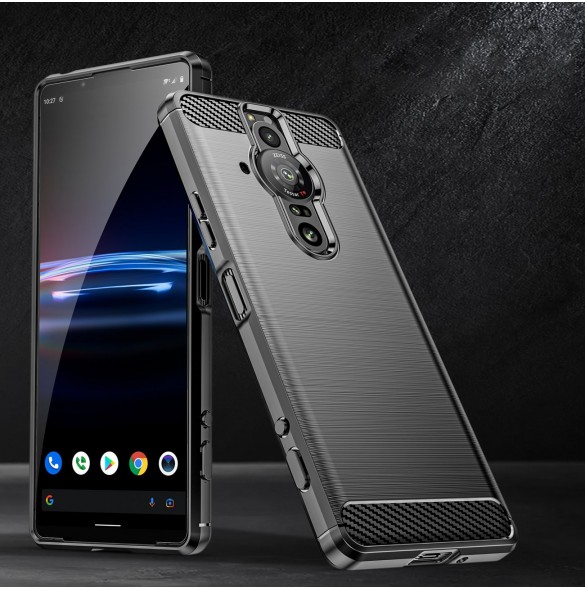 Carbon Case Flexibelt TPU-skal för Sony Xperia Pro-I svart