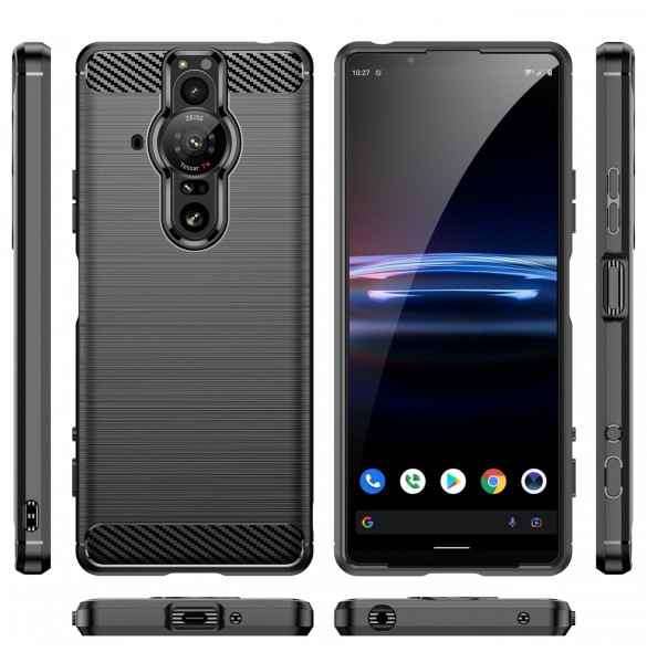 Carbon Case Flexibelt TPU-skal för Sony Xperia Pro-I svart