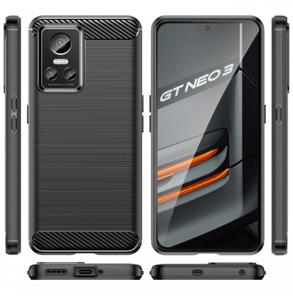 Carbon Case Flexibelt skydd för Realme GT Neo 3 svart