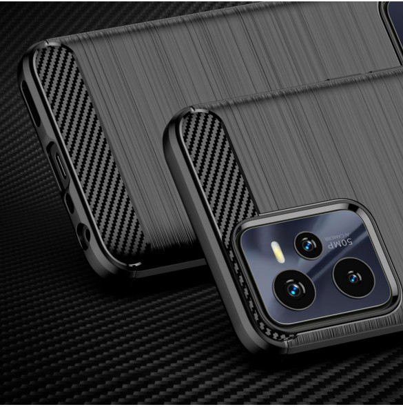 Carbon Case Flexibelt skydd Realme C35 svart