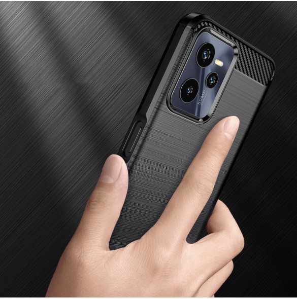 Carbon Case Flexibelt skydd Realme C35 svart