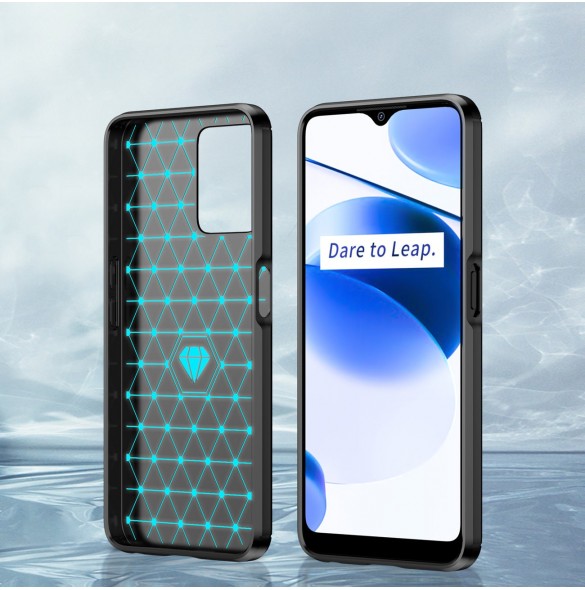 Carbon Case Flexibelt skydd Realme C35 svart