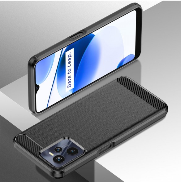Carbon Case Flexibelt skydd Realme C35 svart