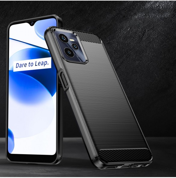 Carbon Case Flexibelt skydd Realme C35 svart