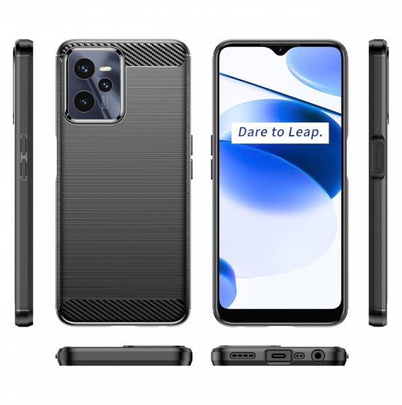 Carbon Case Flexibelt skydd Realme C35 svart