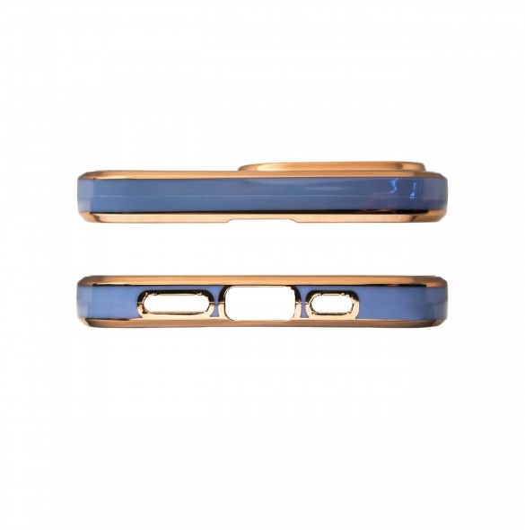 Lighting Color Fodral för iPhone 13 Pro blå gel skal med guldram