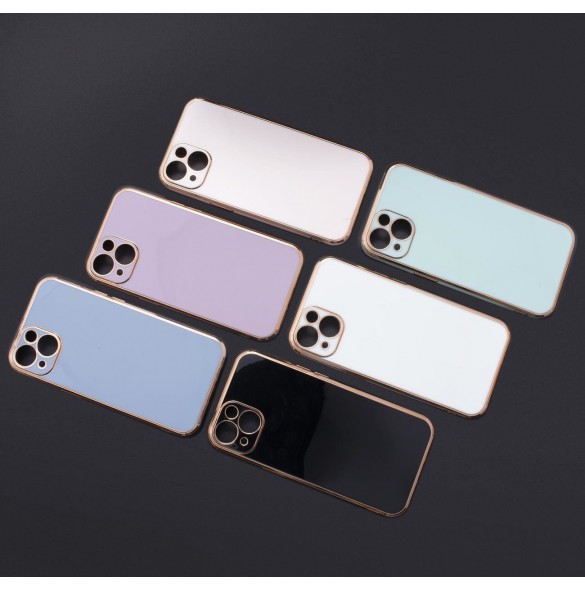 Lighting Color Fodral för Samsung Galaxy A12 5G guldram gelöverdrag vit