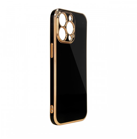 Lighting Color Fodral till iPhone 12 Pro Max svart gelskal med guldram
