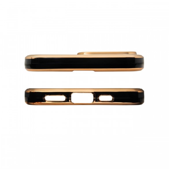 Lighting Color Fodral till iPhone 12 Pro Max svart gelskal med guldram