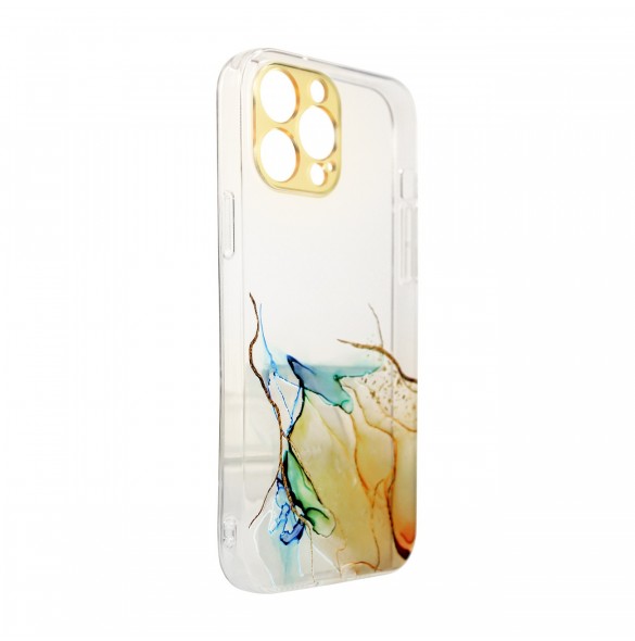 Marmorfodral till iPhone 13 Pro Max Gel Cover Orange Marble