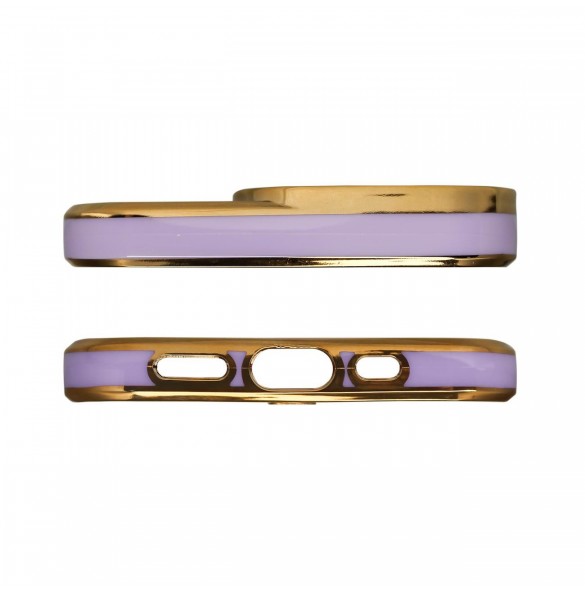 Modefodral till iPhone 13 Pro Gold Frame Gel Cover Lila