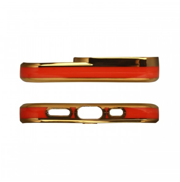Modefodral till iPhone 13 Gold Frame Gel Cover Röd