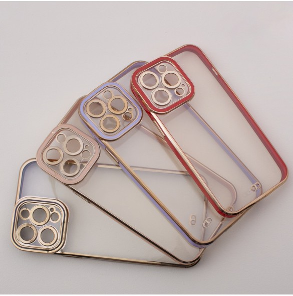 Modefodral till iPhone 13 Gold Frame Gel Cover Röd