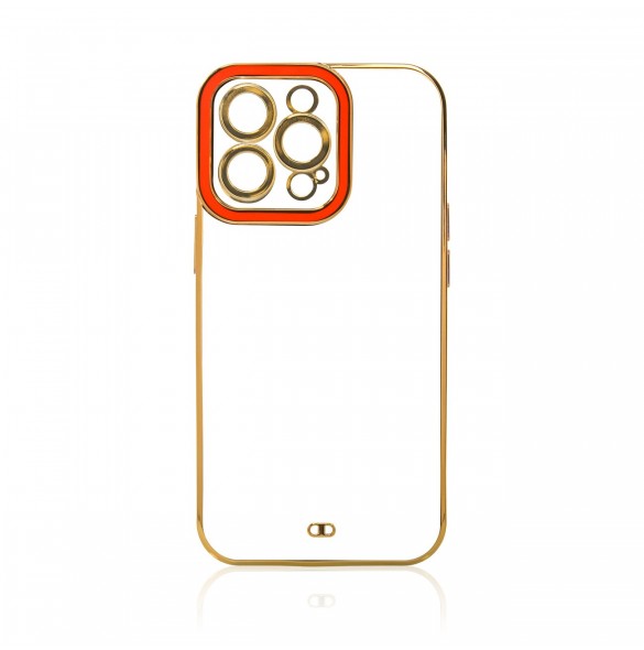 Modefodral till iPhone 13 Pro Max Gold Frame Gel Cover Röd