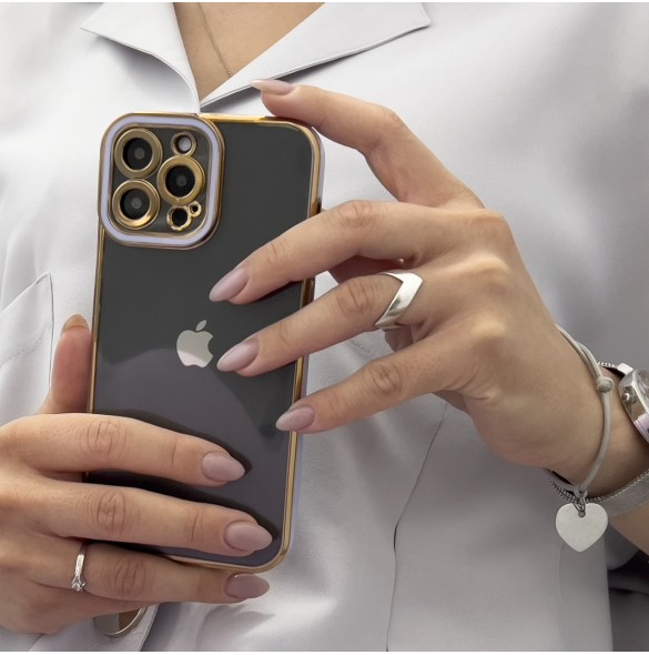 Modefodral till iPhone 13 Pro Max Gold Frame Gel Cover Röd