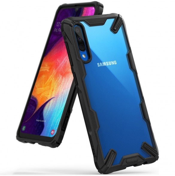 Svart och väldigt snyggt skydd för Samsung Galaxy A50.