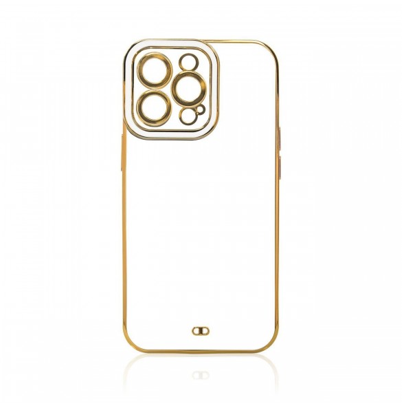 Modefodral till iPhone 12 Pro Max Gold Frame Gel Cover Vit