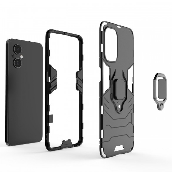 Ring Armour tuff hybridfodral + magnetisk hållare för OnePlus Nord N20 5G svart