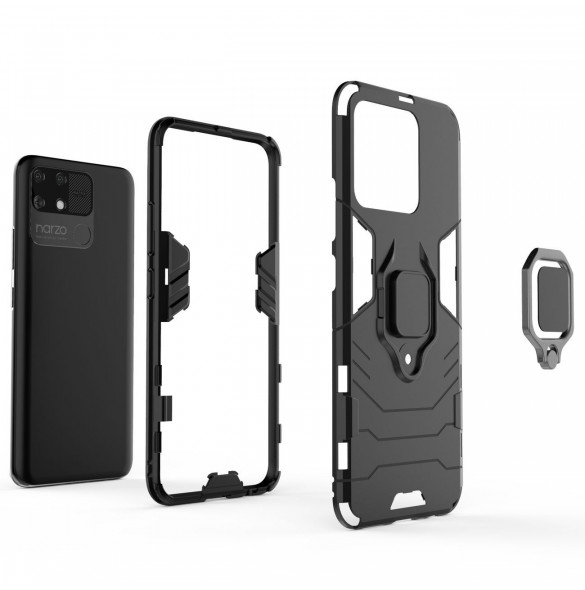 Ring Armor tuff hybridfodral överdrag + magnethållare Realme Narzo 50A svart