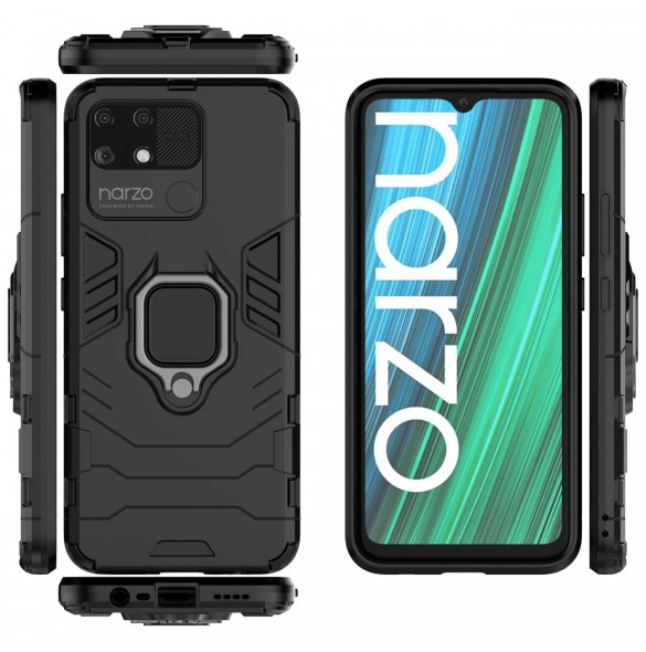 Ring Armor tuff hybridfodral överdrag + magnethållare Realme Narzo 50A svart