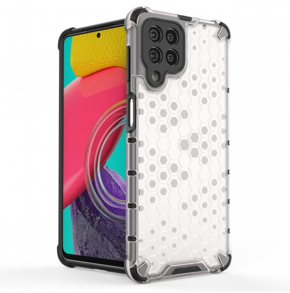 Honeycomb fodral pansrat skal med en gelram för Samsung Galaxy M53 5G transparent