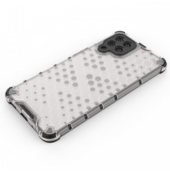 Honeycomb fodral pansrat skal med en gelram för Samsung Galaxy M53 5G transparent