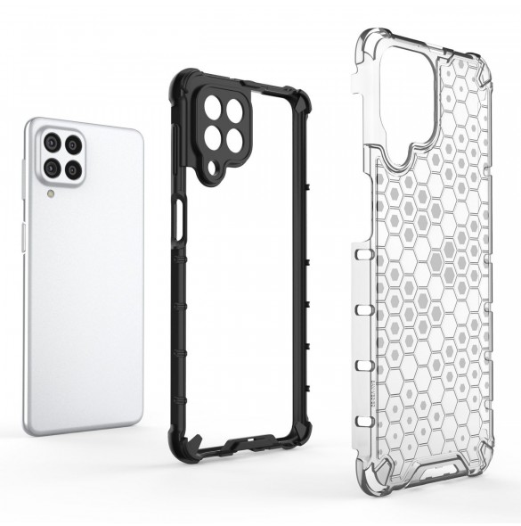 Honeycomb fodral pansrat skal med en gelram för Samsung Galaxy M53 5G transparent