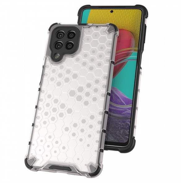Honeycomb fodral pansrat skal med en gelram för Samsung Galaxy M53 5G transparent