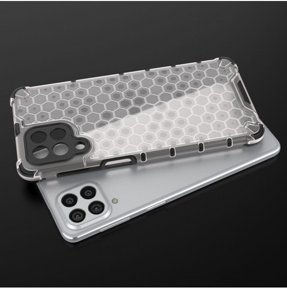 Honeycomb fodral pansrat skal med en gelram för Samsung Galaxy M53 5G transparent
