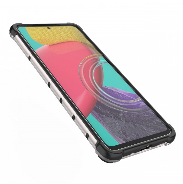 Honeycomb fodral pansrat skal med en gelram för Samsung Galaxy M53 5G transparent