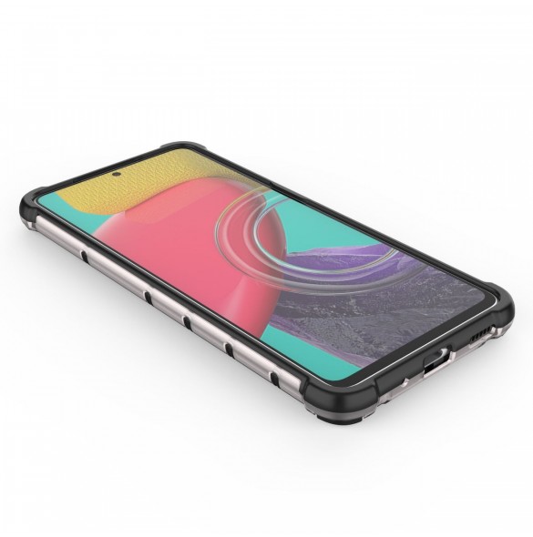 Honeycomb fodral pansrat skal med en gelram för Samsung Galaxy M53 5G transparent