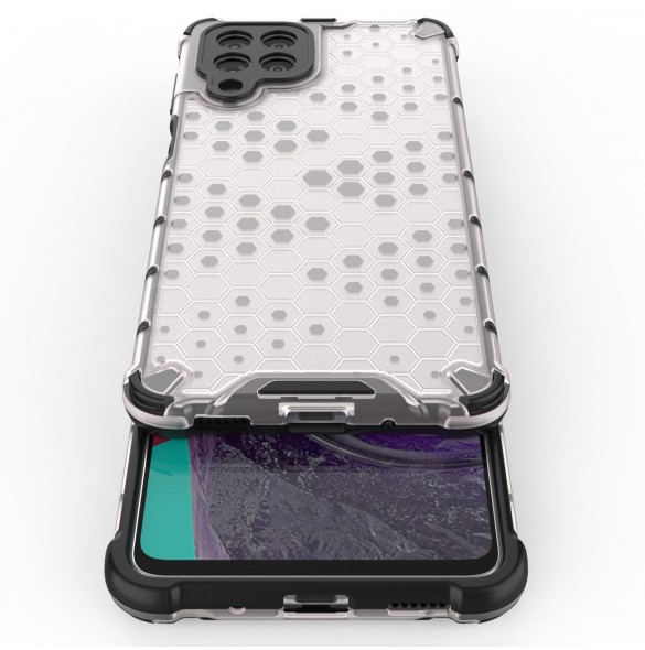 Honeycomb fodral pansrat skal med en gelram för Samsung Galaxy M53 5G transparent