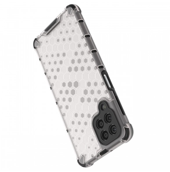 Honeycomb fodral pansrat skal med en gelram för Samsung Galaxy M53 5G transparent