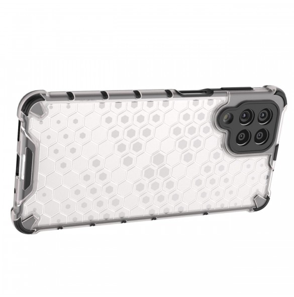 Honeycomb fodral pansrat skal med en gelram för Samsung Galaxy M53 5G transparent
