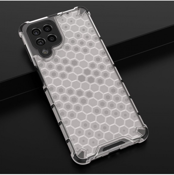 Honeycomb fodral pansrat skal med en gelram för Samsung Galaxy M53 5G transparent