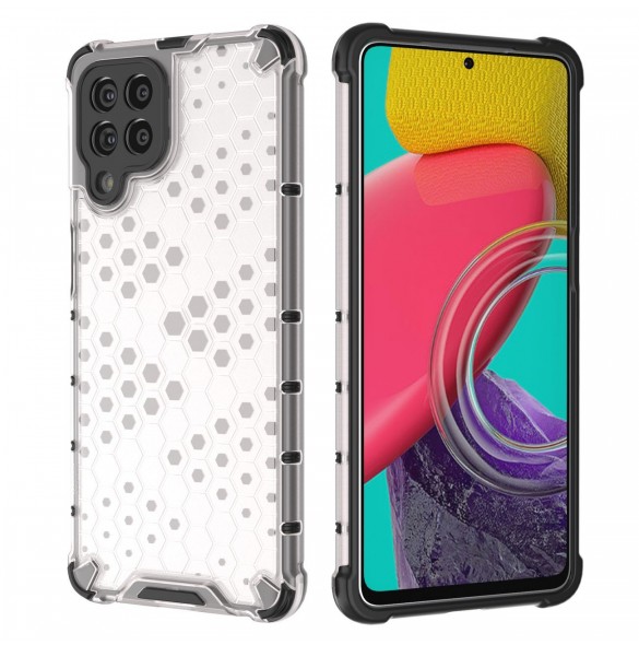 Honeycomb fodral pansrat skal med en gelram för Samsung Galaxy M53 5G transparent