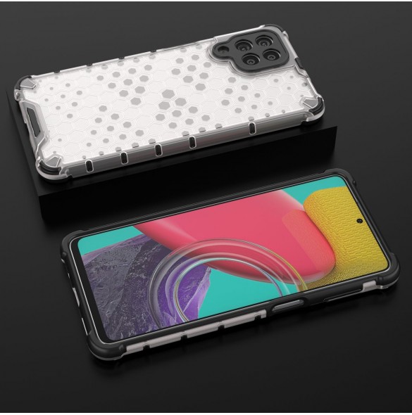 Honeycomb fodral pansrat skal med en gelram för Samsung Galaxy M53 5G transparent