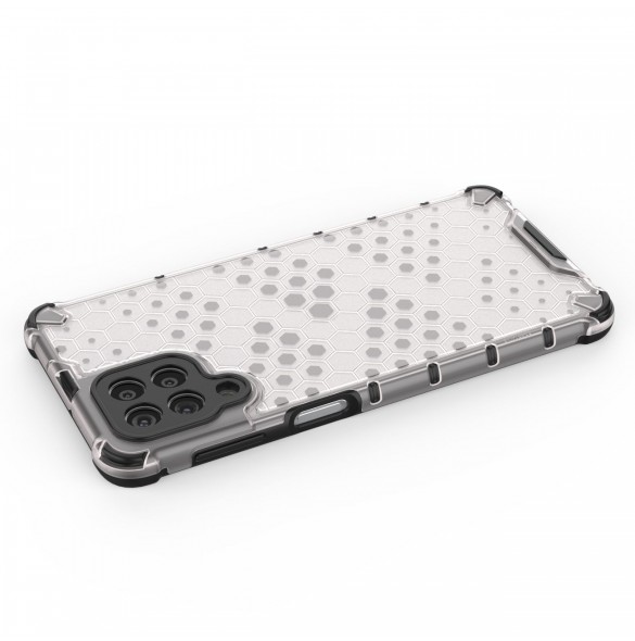 Honeycomb-fodral bepansrat skal med en gelram för Samsung Galaxy M53 5G svart
