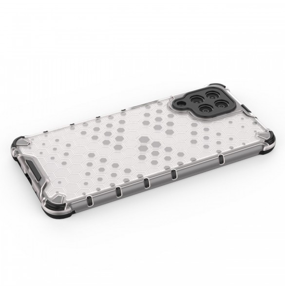 Honeycomb-fodral bepansrat skal med en gelram för Samsung Galaxy M53 5G svart