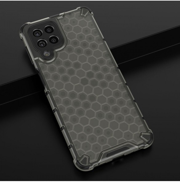 Honeycomb-fodral bepansrat skal med en gelram för Samsung Galaxy M53 5G svart