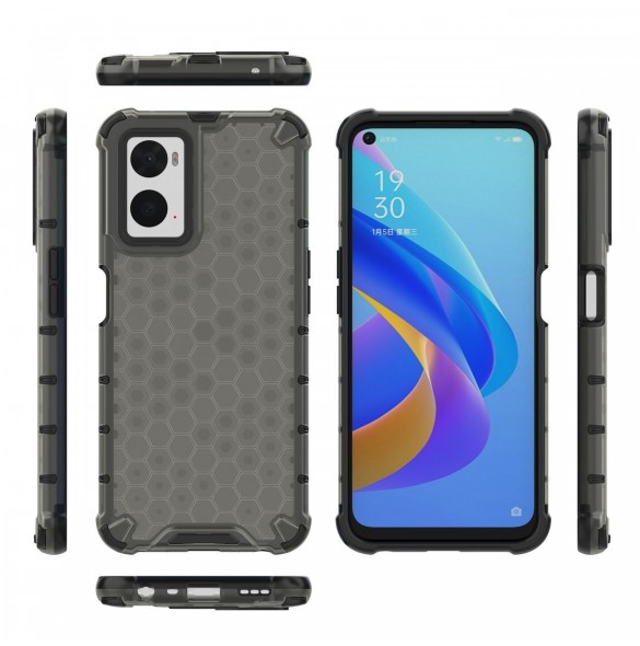 Honeycomb fodral pansarfodral med gelram Oppo A76 / Oppo A36 / Realme 9i svart