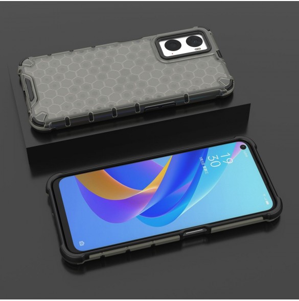 Honeycomb fodral pansarfodral med gelram Oppo A76 / Oppo A36 / Realme 9i svart