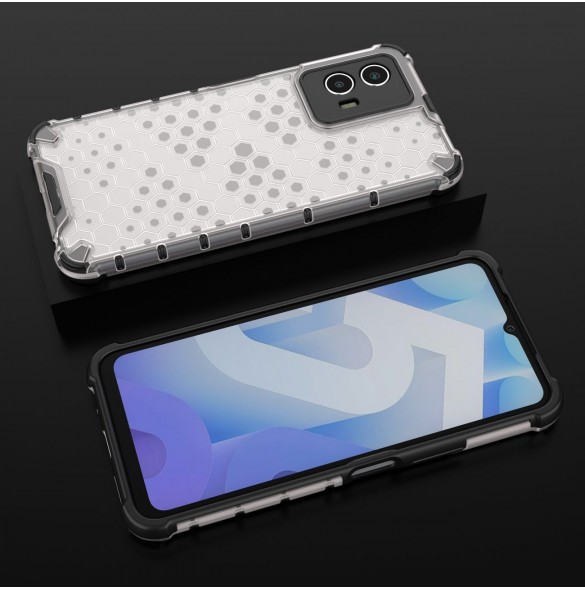 Honeycomb fodral pansarskydd med gelram Vivo Y55 / Y75 / Y33s / iQOO Z6 / iQOO U5 transparent