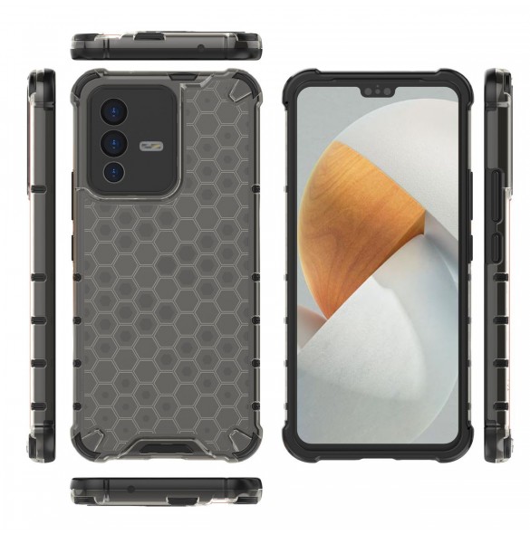 Honeycomb fodral pansarfodral med en gelram Vivo V23 5G svart