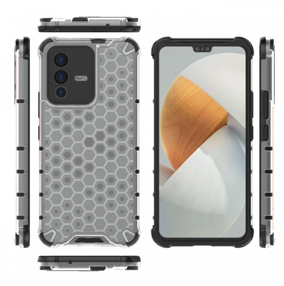 Honeycomb fodral pansarfodral med en gelram för Vivo V23 5G transparent