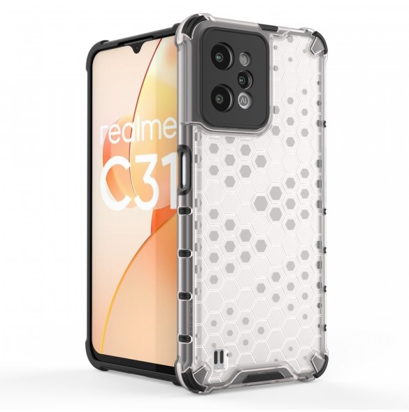 Honeycomb fodral pansarfodral med en gelram Realme C31 transparent